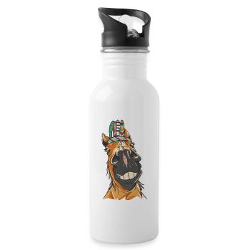 Wilder Westen Westernpferd Pferde Pferd Gaul Ross - Trinkflasche mit integriertem Trinkhalm - Weiß - Rechts