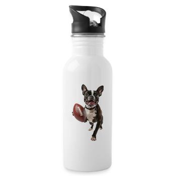 Boston Terrier - Trinkflasche mit integriertem Trinkhalm - Weiß - Rechts