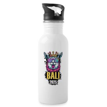 Bali 2025 Alpaca Party Holiday - Water bottle with straw - white - Right