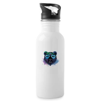 Dad, Bear, Graffiti, Painting, Colorful, Illustration - Water bottle with straw - white - Right