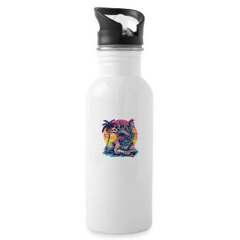 Pig Summer Wild Boar - Water bottle with straw - white - Right