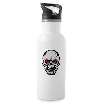 death head skull head look wicked dead 1 - Water bottle with straw - white - Right