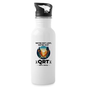 QRT in der Natur Amateurfunker Sonnenuntergang im Freien - Trinkflasche mit integriertem Trinkhalm - Weiß - Rechts