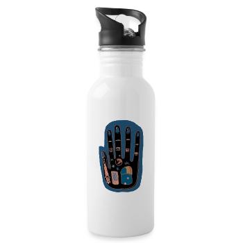 Hand von morgen - Trinkflasche mit integriertem Trinkhalm - Weiß - Rechts