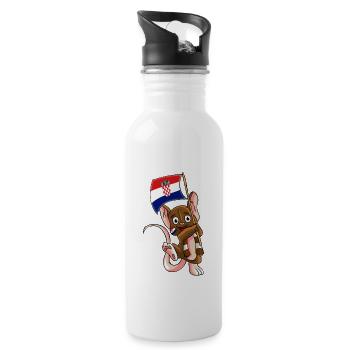 Kroatische Fan Maus - Trinkflasche mit integriertem Trinkhalm - Weiß - Rechts
