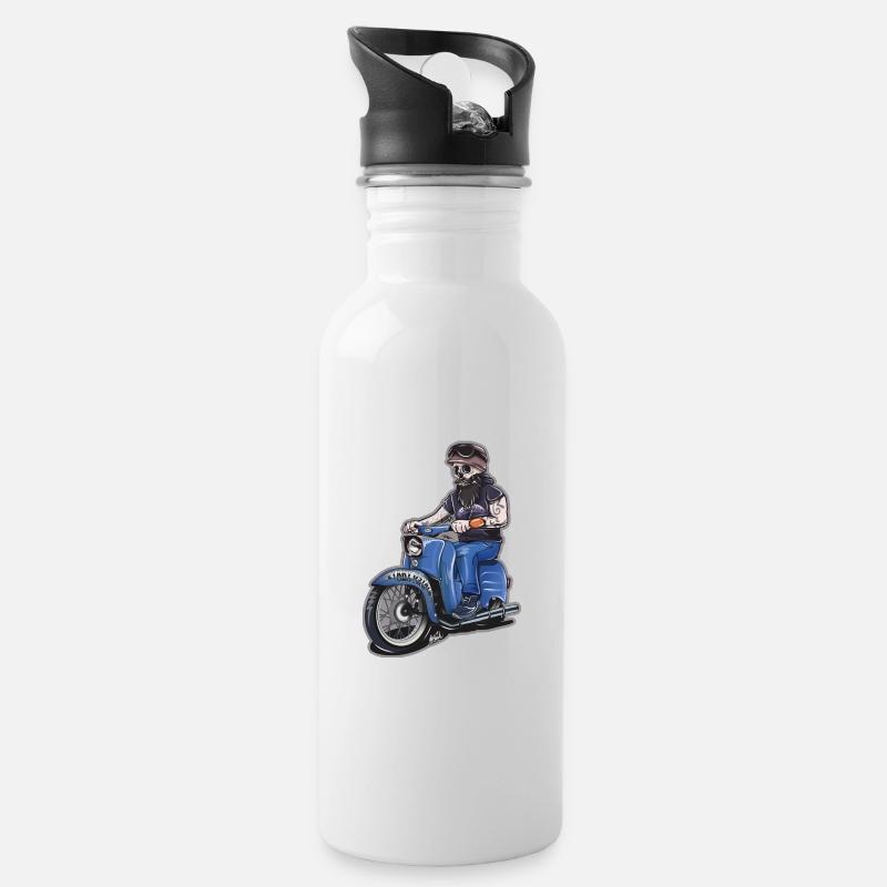 2Takt Ostalb Simson Skull - Trinkflasche mit integriertem Trinkhalm - Weiß