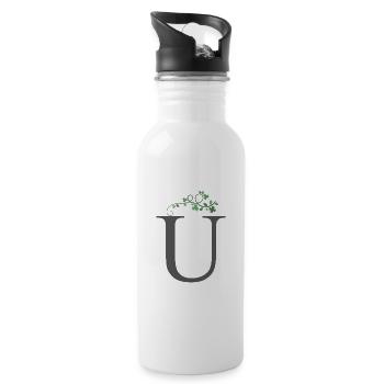 U avec trèfles - Gourde avec paille intégrée - blanc - Droite