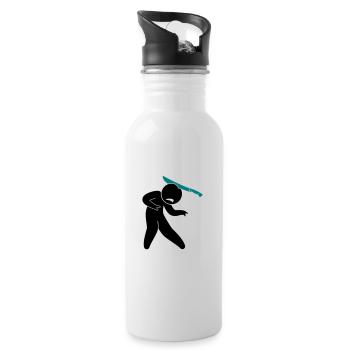 A zombie in the head with a machete - Water bottle with straw - white - Right