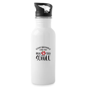 Sekretärin Herz der Schule Spruch - Trinkflasche mit integriertem Trinkhalm - Weiß - Rechts