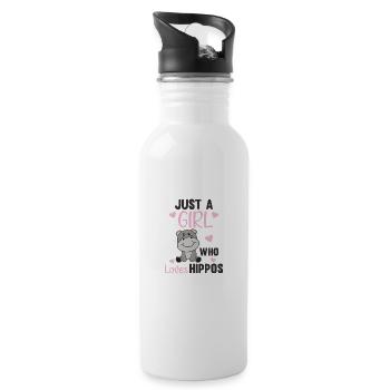 Just a girl who loves hippos sweet hippo - Water bottle with straw - white - Right