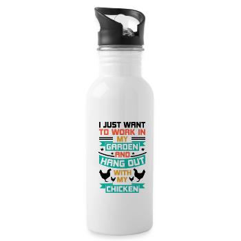 I Just Want To Work In My Garden And Hang Out With - Trinkflasche mit integriertem Trinkhalm - Weiß - Rechts
