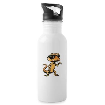 Lizard Cool Comic - Water bottle with straw - white - Right