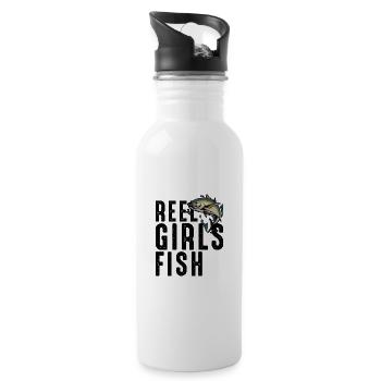 Reel Girls Fish Femelle Femmes Pêche au thon Rétro - Gourde avec paille intégrée - blanc - Droite