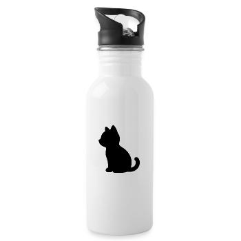 Silhouette du petit chat - Gourde avec paille intégrée - blanc - Droite