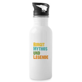 Mythos Birgit die Legende Vorname Birgit - Trinkflasche mit integriertem Trinkhalm - Weiß - Rechts