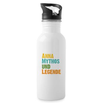 Mythos Anna die Legende Vorname Anna - Trinkflasche mit integriertem Trinkhalm - Weiß - Rechts