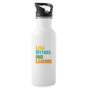 Mythos Lisa die Legende Vorname Lisa - Trinkflasche mit integriertem Trinkhalm - Weiß - Rechts