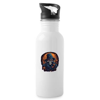 Skelett Halloween Gruselig - Trinkflasche mit integriertem Trinkhalm - Weiß - Rechts