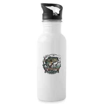 Angeln Logo Wilde Seen Flüsse - Trinkflasche mit integriertem Trinkhalm - Weiß - Rechts