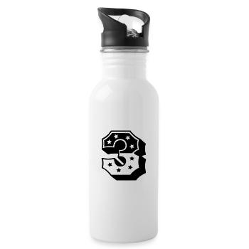 Zahl Drei - Trinkflasche mit integriertem Trinkhalm - Weiß - Rechts