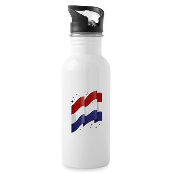 Netherlands flag Holland Dutch flag - Water bottle with straw - white - Right