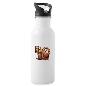 Schnecke Bier Pixel - Trinkflasche mit integriertem Trinkhalm - Weiß - Rechts