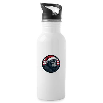 Gorilla Weihnachten Christmas - Water bottle with straw - white - Right