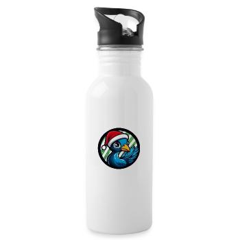 Peacock Bird Christmas Christmas - Water bottle with straw - white - Right