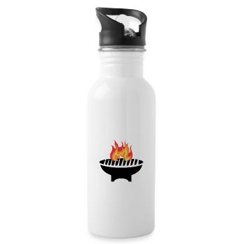 My Grill My Rules Saying Shirt BBQ Grill - Water bottle with straw - white - Right