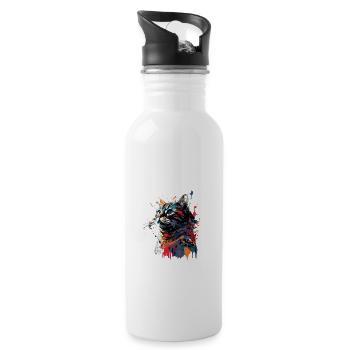 Colorful American Shorthair Cat Gaze - Trinkflasche mit integriertem Trinkhalm - Weiß - Rechts