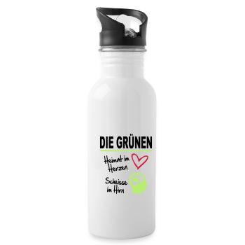 Politik Die Grünen Sprüche Scheisse Hirn - Trinkflasche mit integriertem Trinkhalm - Weiß - Rechts