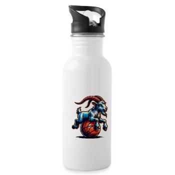 Ziege Basketball Spieler Sport Team - Trinkflasche mit integriertem Trinkhalm - Weiß - Rechts