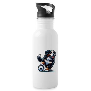 Bernhardiner Fussball Spieler Fan Champion Ball - Trinkflasche mit integriertem Trinkhalm - Weiß - Rechts