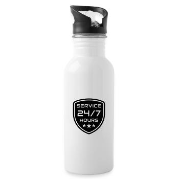 Professionelles 24/7 Support-Service-Logo. 24 Stunden s - Trinkflasche mit integriertem Trinkhalm - Weiß - Rechts