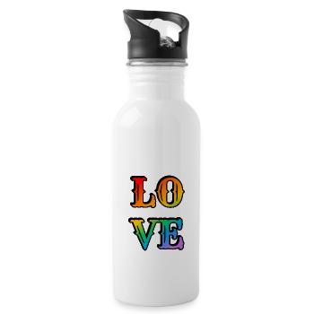 Amour arc-en-ciel rétro - Gourde avec paille intégrée - blanc - Droite