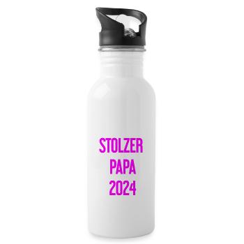 Proud Dad 2024 – for new fathers - Water bottle with straw - white - Right