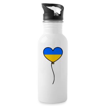 Ukraine - Trinkflasche mit integriertem Trinkhalm - Weiß - Rechts
