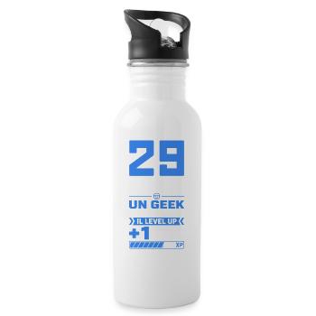 29 Ans Humour Geek 29 Ans Anniversaire Gamer - Gourde avec paille intégrée - blanc - Droite