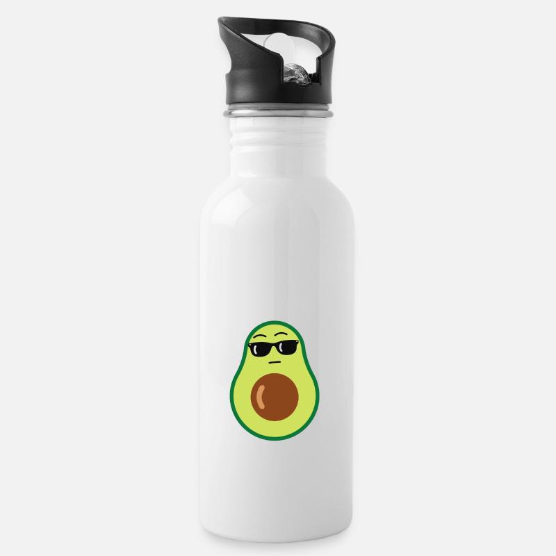 Avocado - Trinkflasche mit integriertem Trinkhalm - Weiß