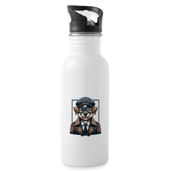 Cute Dog Pilot - Trinkflasche mit integriertem Trinkhalm - Weiß - Rechts