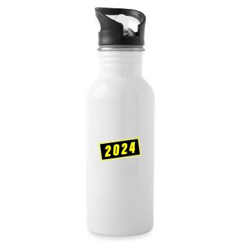 Année 2024 - Gourde avec paille intégrée - blanc - Droite
