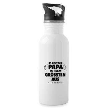 Lustig Dieser Papa hat den Größten Vatertag Spruch - Trinkflasche mit integriertem Trinkhalm - Weiß - Rechts
