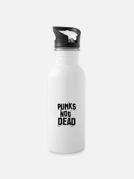 Punks Not Dead Punk Rocker Punkrock Music Gift - Water bottle with straw - white
