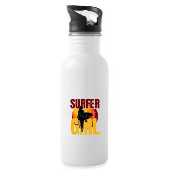 Surfer Girl Cool Surfing Vintage Surf Summer - Water bottle with straw - white - Right