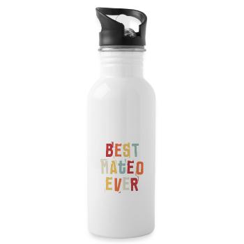 Best Mateo Ever First Name Retro Text Gift - Water bottle with straw - white - Right