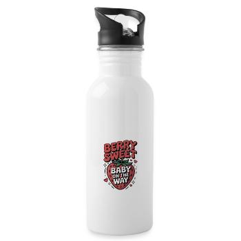 Sweet Strawberry Baby on the Way Announcement - Water bottle with straw - white - Right