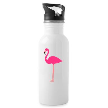 Flamingo 3 colors - Water bottle with straw - white - Right