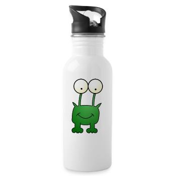 Grenouille - Alien - Extraterrestre - Monstre - Gourde avec paille intégrée - blanc - Droite