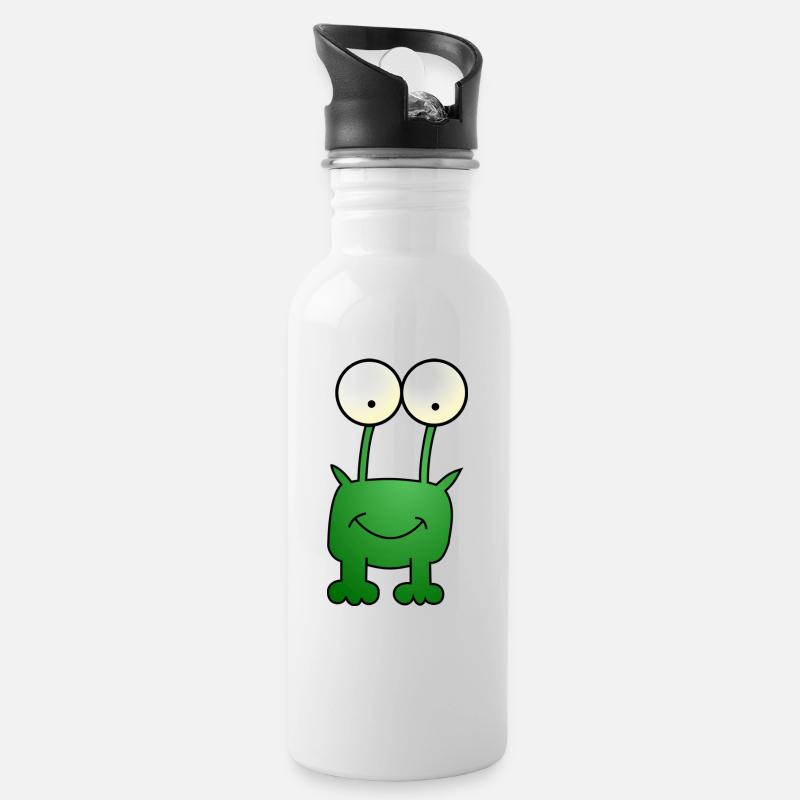 Frog - Alien - Alien - Monster - Water bottle with straw - white