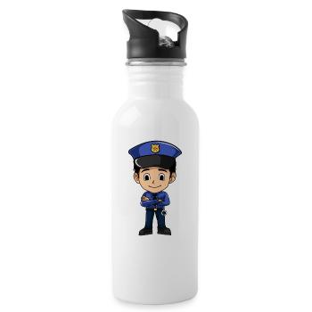 police - Water bottle with straw - white - Right